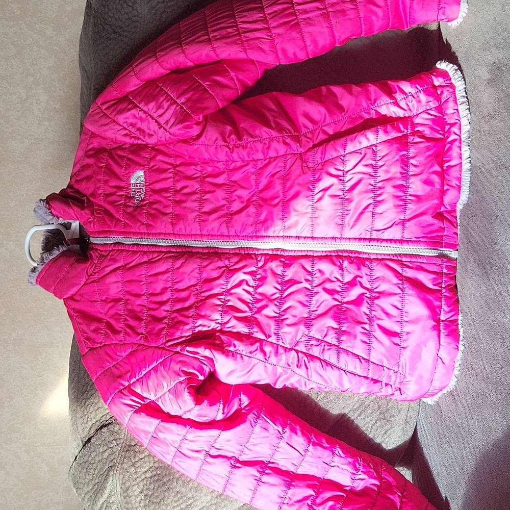 The north face reversible pink gray puffer